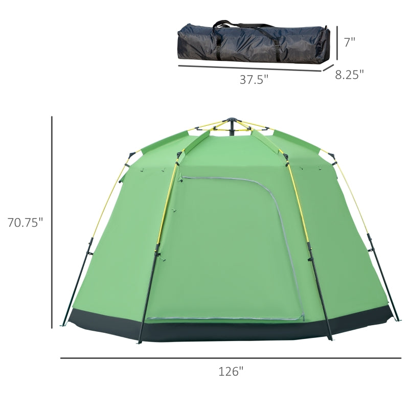 6 Person Pop Up Camping Tent, 2-Tier with 4 Windows 2 Doors, Green