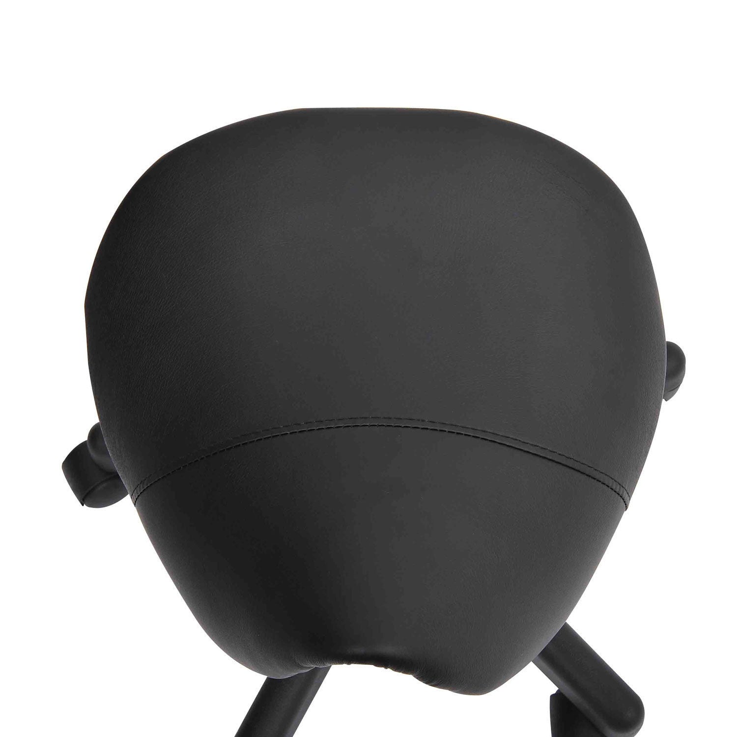 Rolling Stool, Height-Adjustable Swivel with Wheels, Black Faux Leather