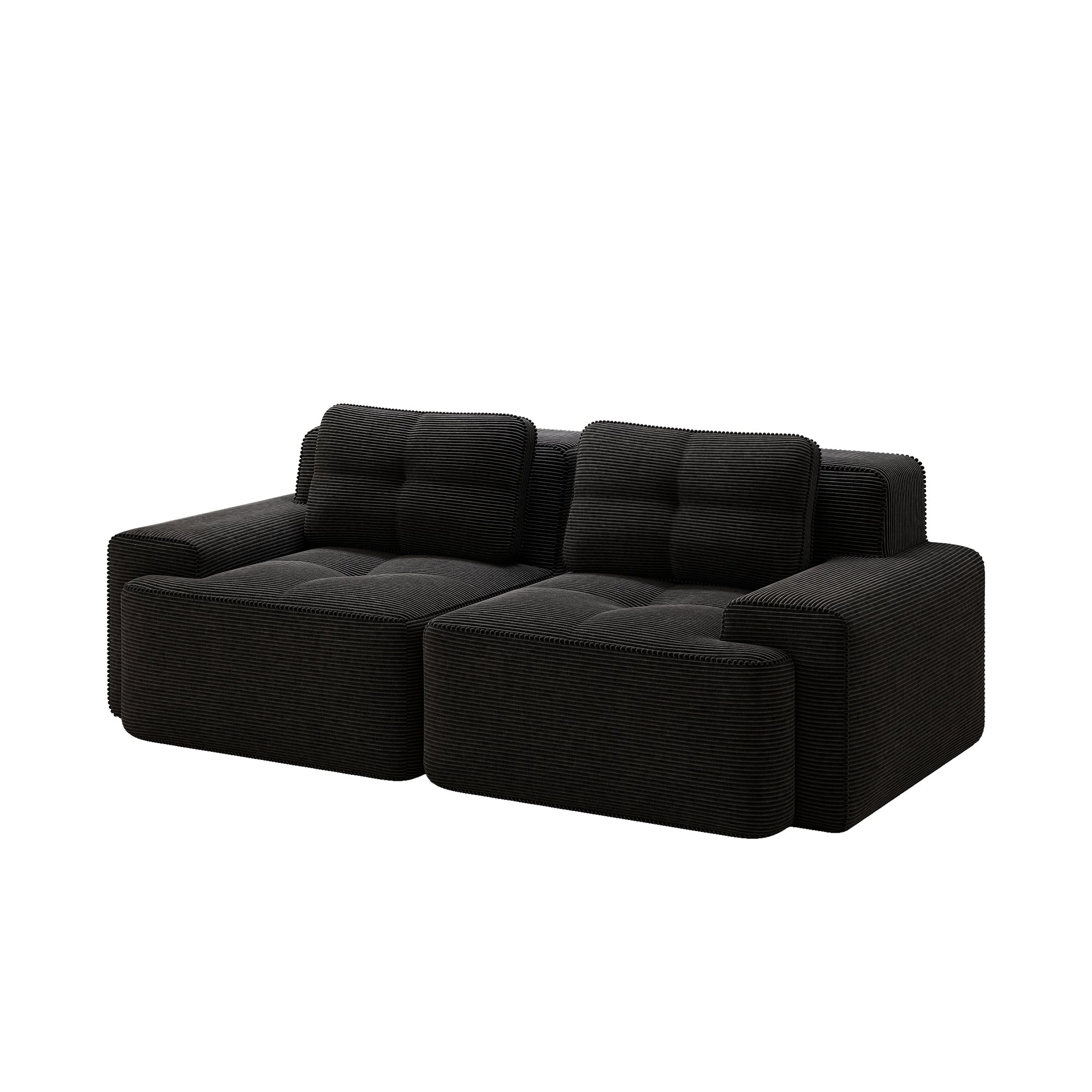 Boneless Modular Sofa Deep Seat Loveseat Sleeper - Corduroy Black