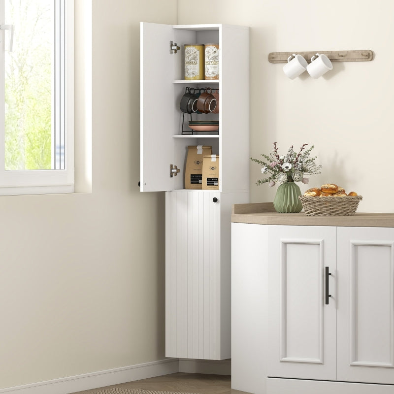 Wall-Mounted Bathroom Cabinet, 6 Shelves, Lacquered MDF, White