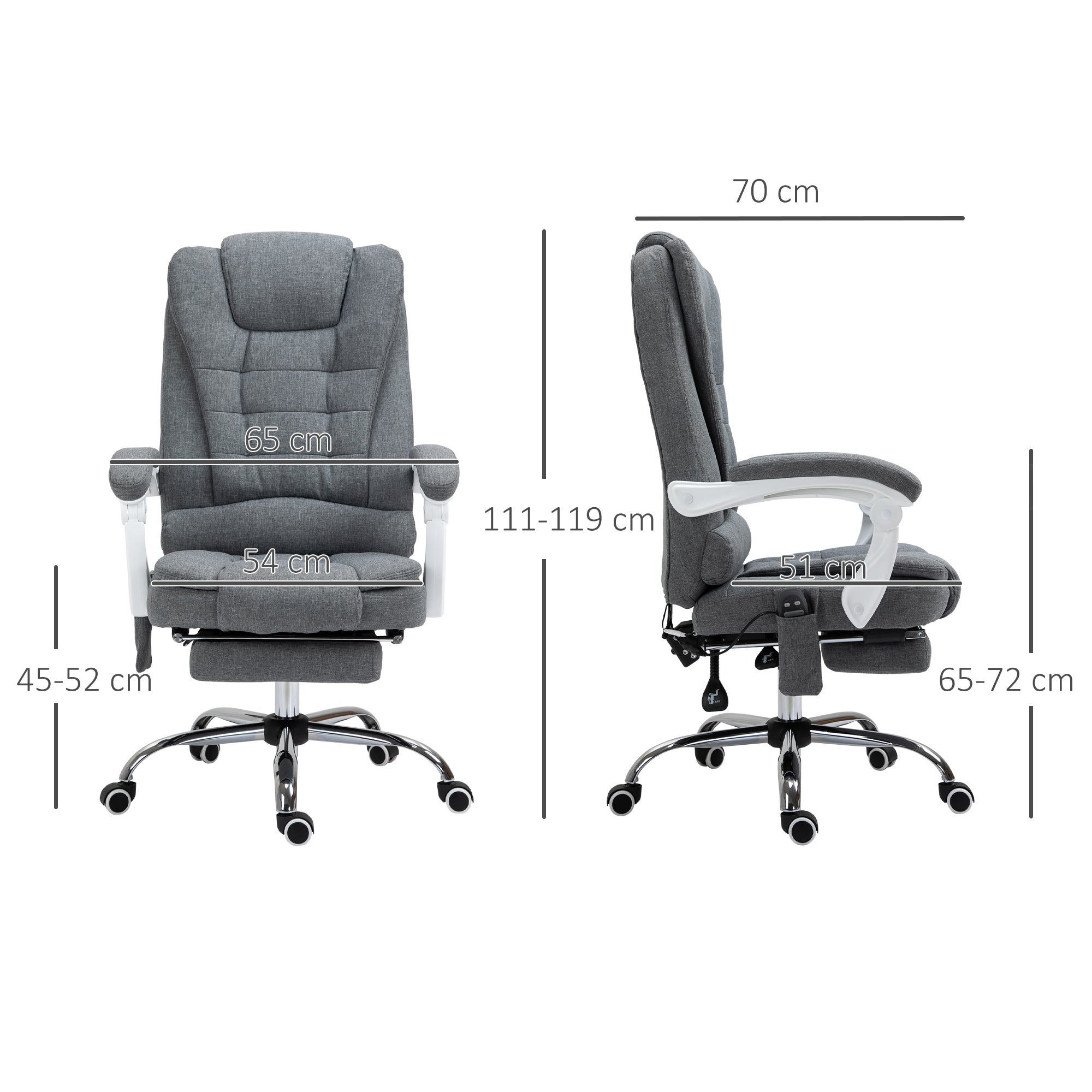 Vinsetto Heated Vibration Massage Office Chair with Footrest, Grey