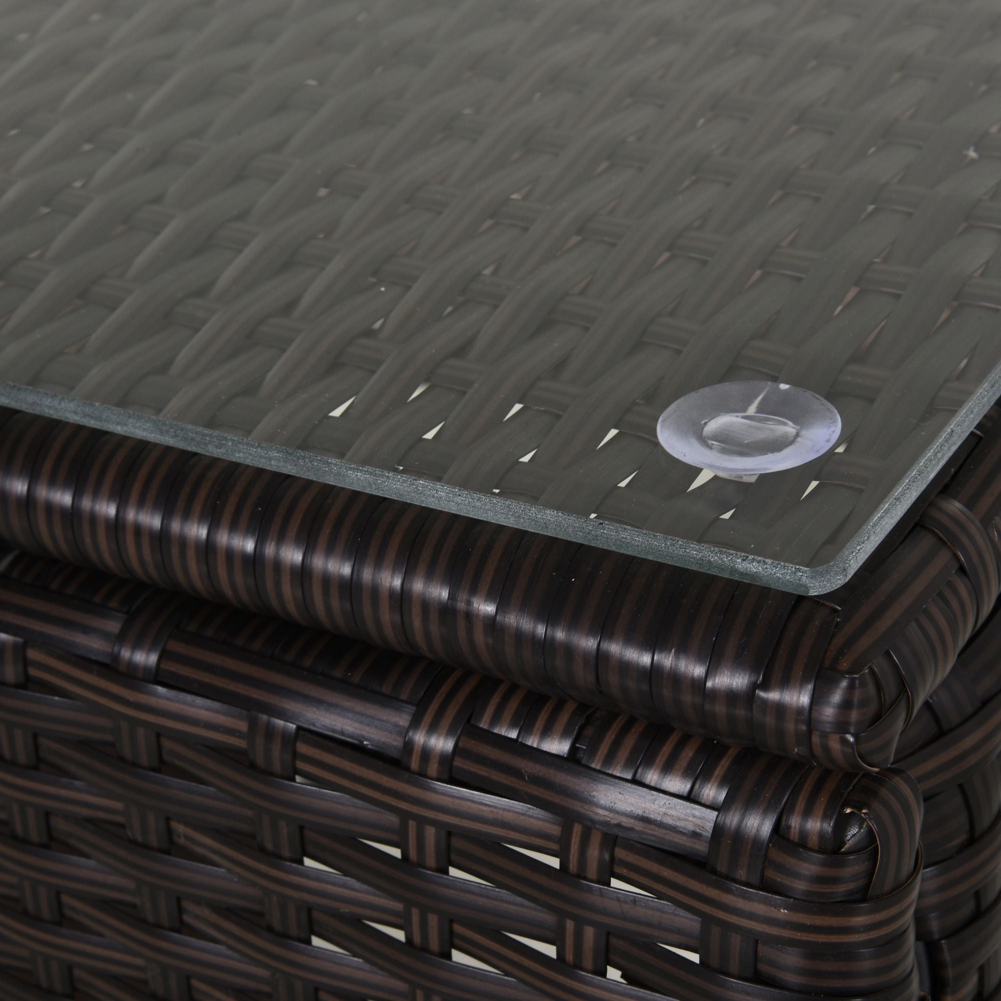 3 Pieces PE Rattan Patio Lounge Chair Set with Wheels and Coffee Table, Brown