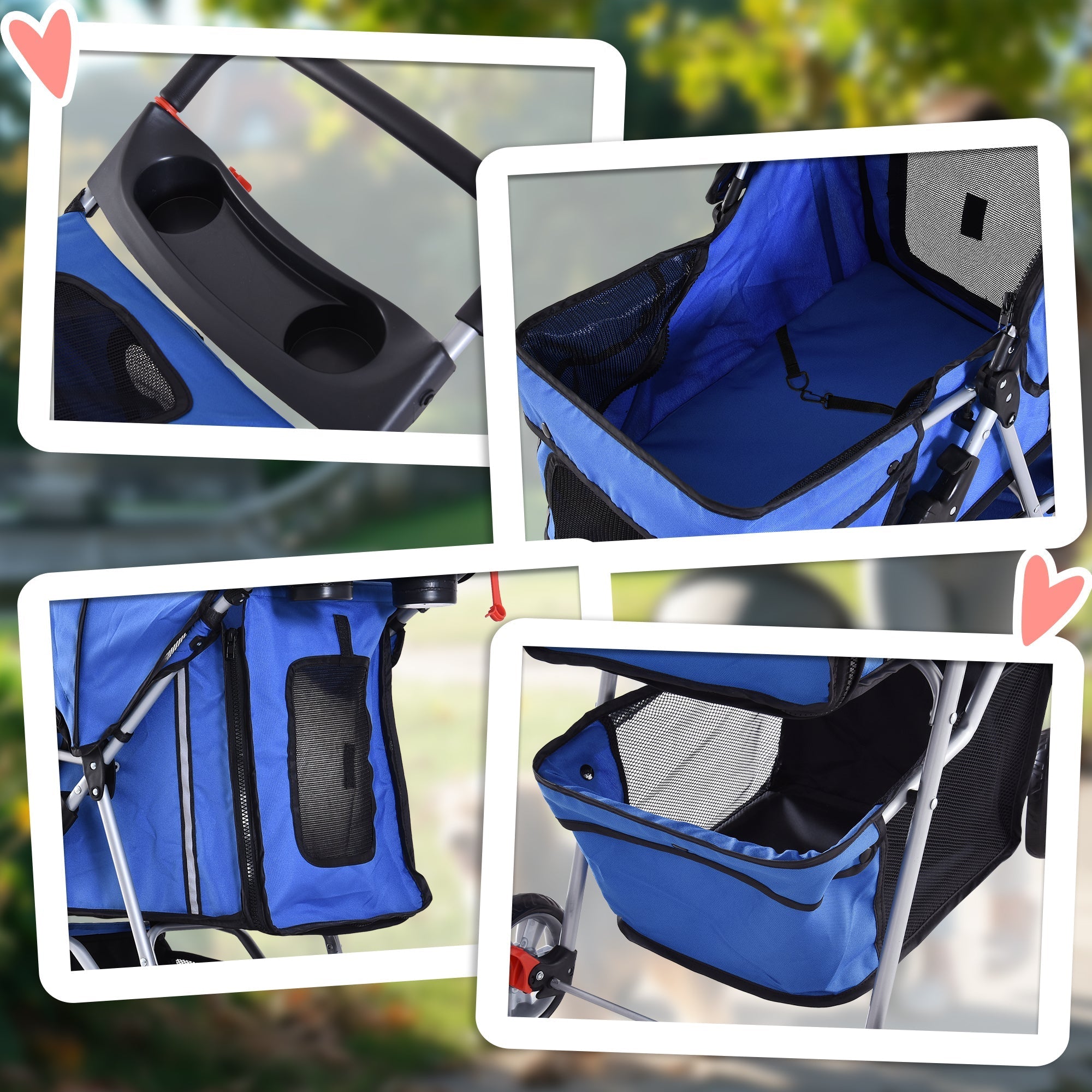 Dog Cart Pet Stroller Jogger Trailer, Foldable Lightweight, Blue