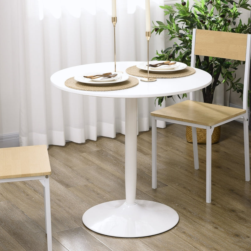Dining Table Round Ø80cm for 2 People MDF and Steel White