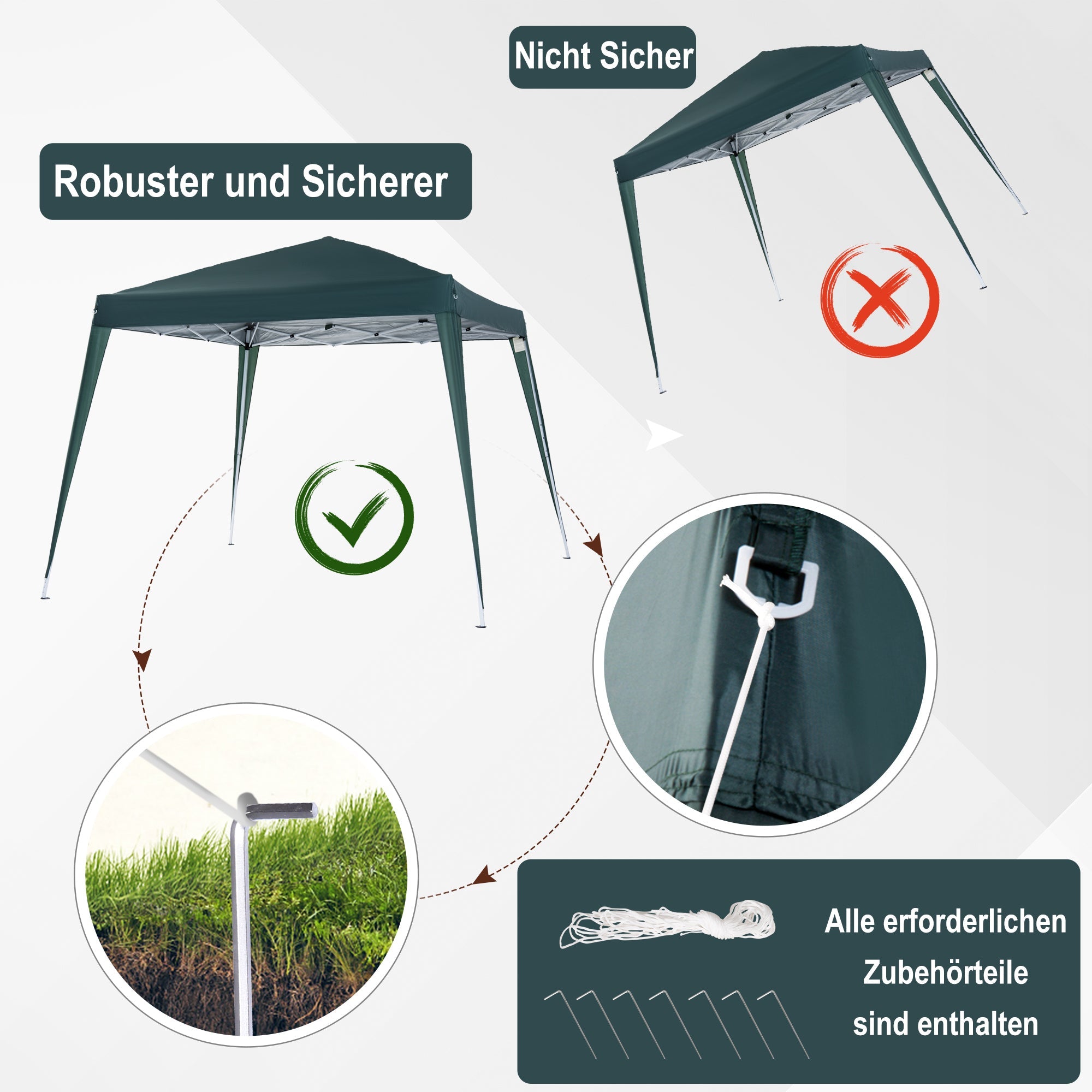 Pop-Up Gazebo, Party Tent, UV Protection, Foldable, Portable, Steel Green