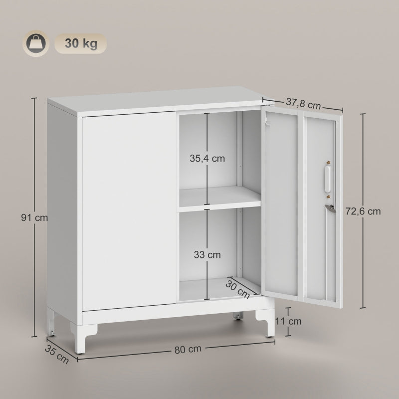 Metall-Büroschrank, abschließbare Türen, 2-lagig, Weiß