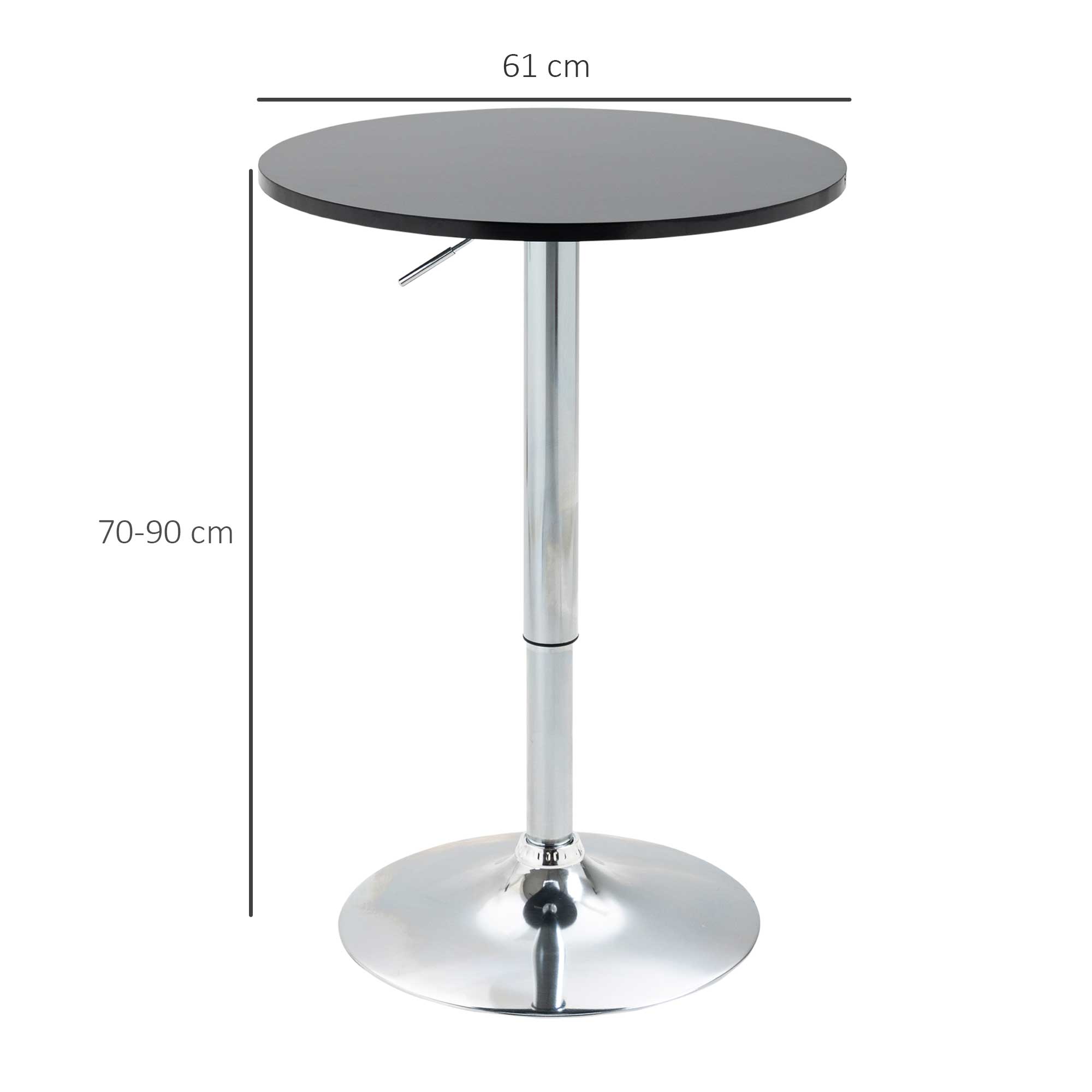 Round Bar Table Height Adjustable Swivel Steel Black