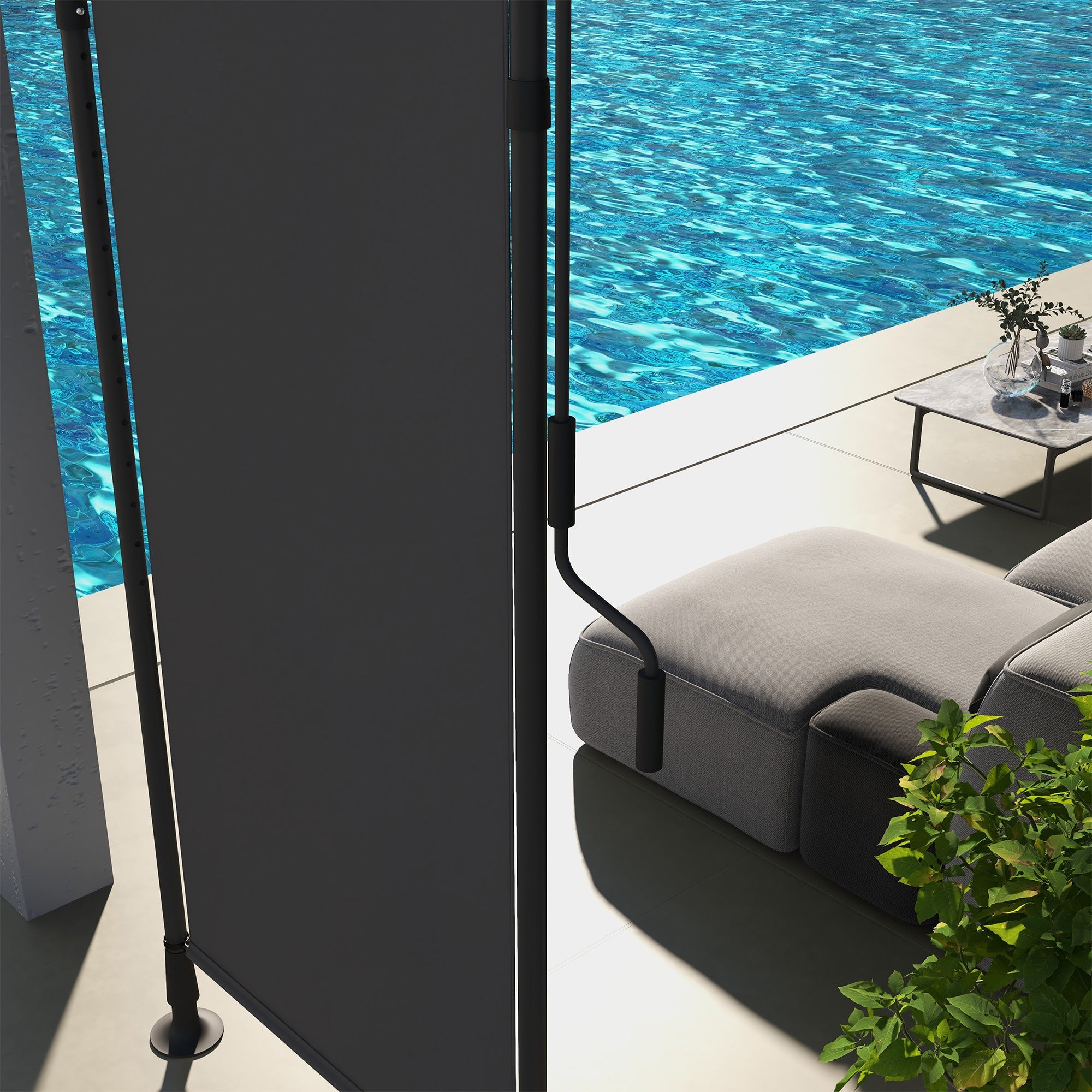 Vertical Awning Sunshade Balcony Blind 120x220-310cm Weatherproof Crank, Dark Grey Polyester