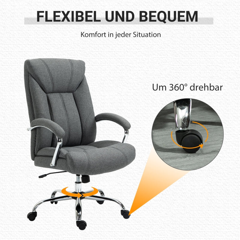Vinsetto Office Chair, Rocking Function, Ergonomic, Swivel, Nylon Grey