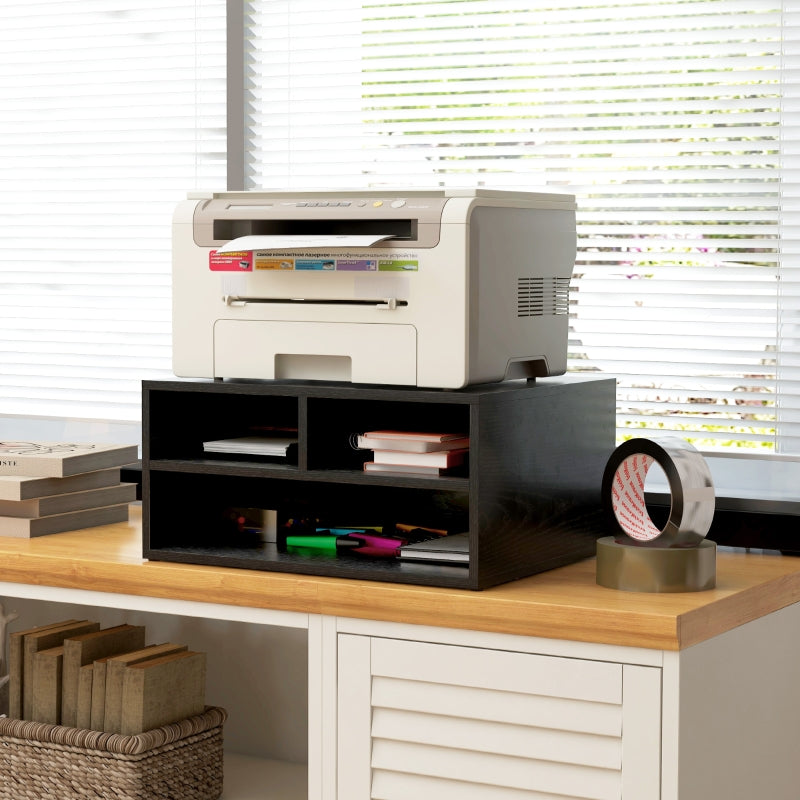 Printer Storage Cabinet, Three-Compartment, Black