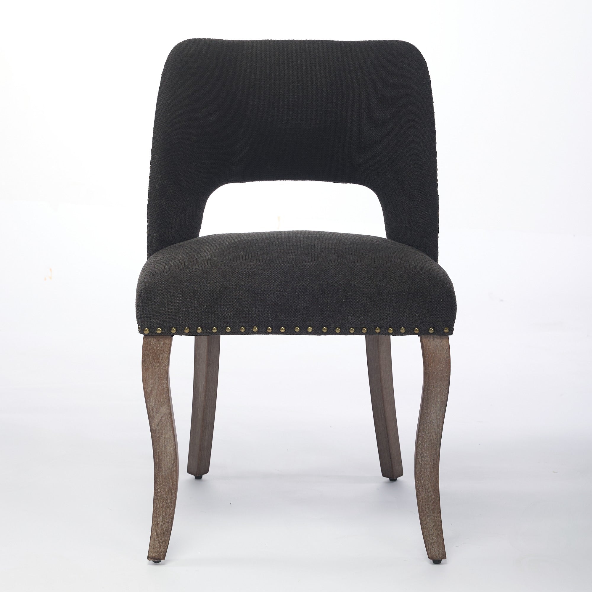 Wooden Dining Chairs Set of 2, Modern Fabric Upholstered Farmhouse Dinner Chair, Black