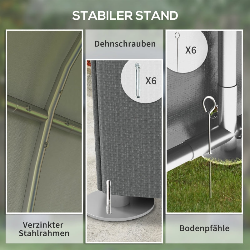 Garden Shed Storage Tent, Robust Weatherproof Steel Frame, Dark Grey