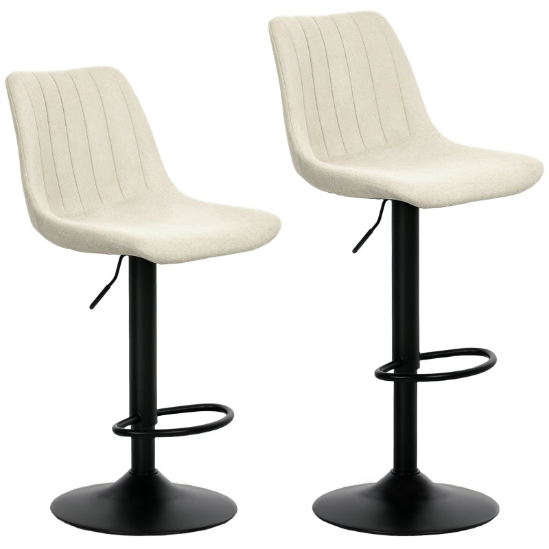 Set of Two Tub Bar Stools Chenille-Feel Beige