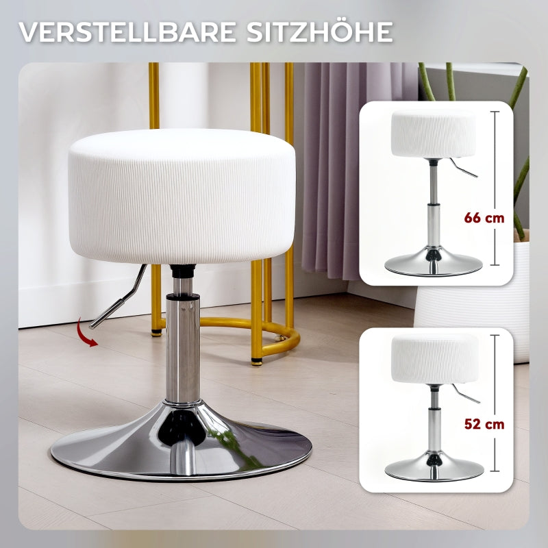 Bar Stool, Adjustable Swivel Counter Chair, White