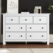 Dining Cabinet, Modern Minimalist 7-Drawer Buffet, White