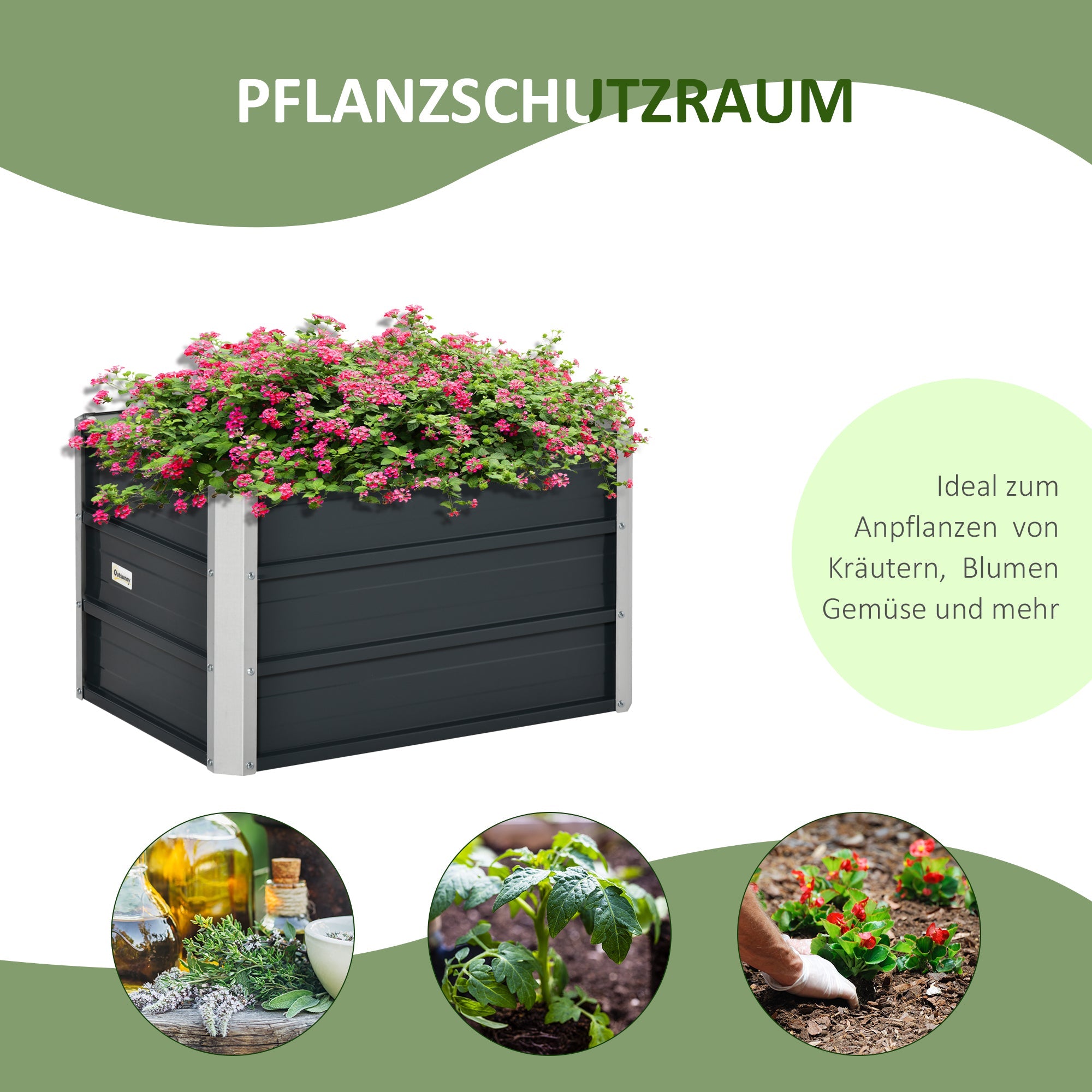 Raised Garden Bed Planter Box 66x47x40cm Robust Steel Dark Grey