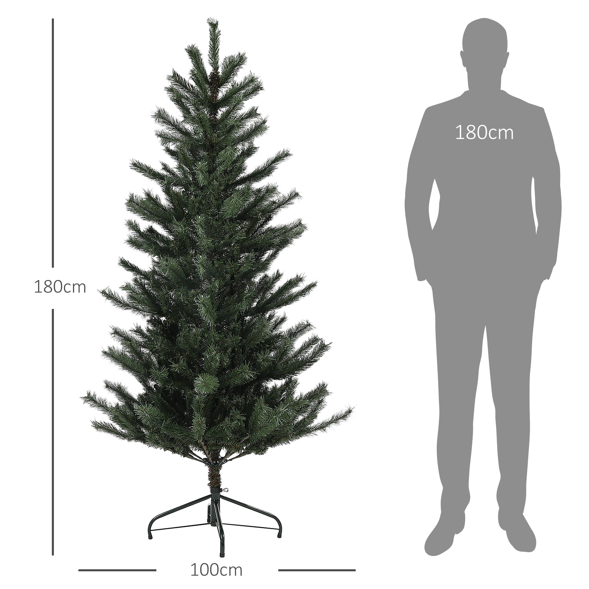 Artificial Christmas Tree, 180cm, 467 Tips, Flame Retardant, Green
