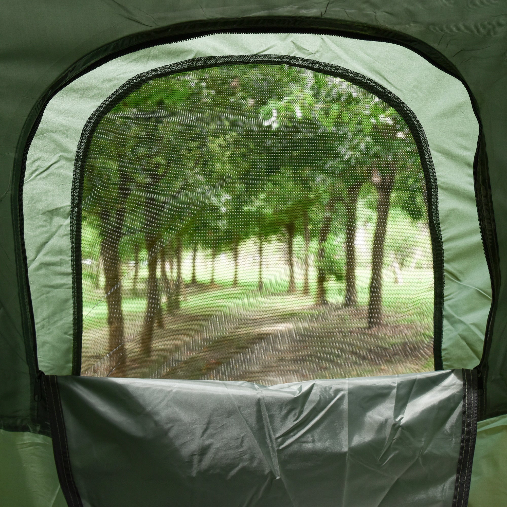 4-in-1 Camping Bed Set Tent Sleeping Bag Mattress Foldable, Dark Green