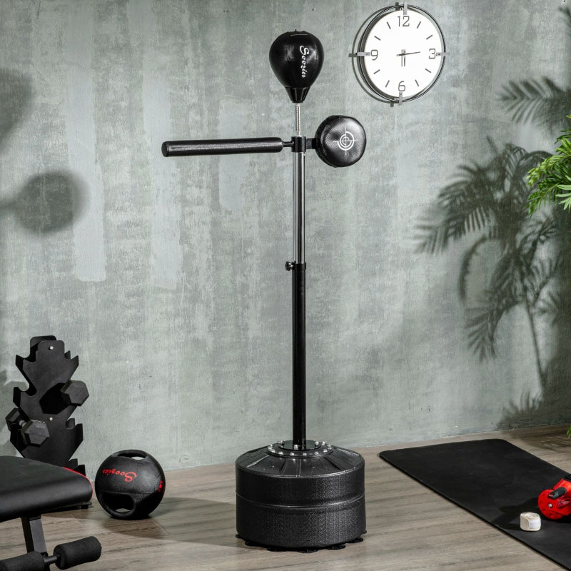 Adjustable Speed Bag Boxing Bag with Stand Reflex Bar Black