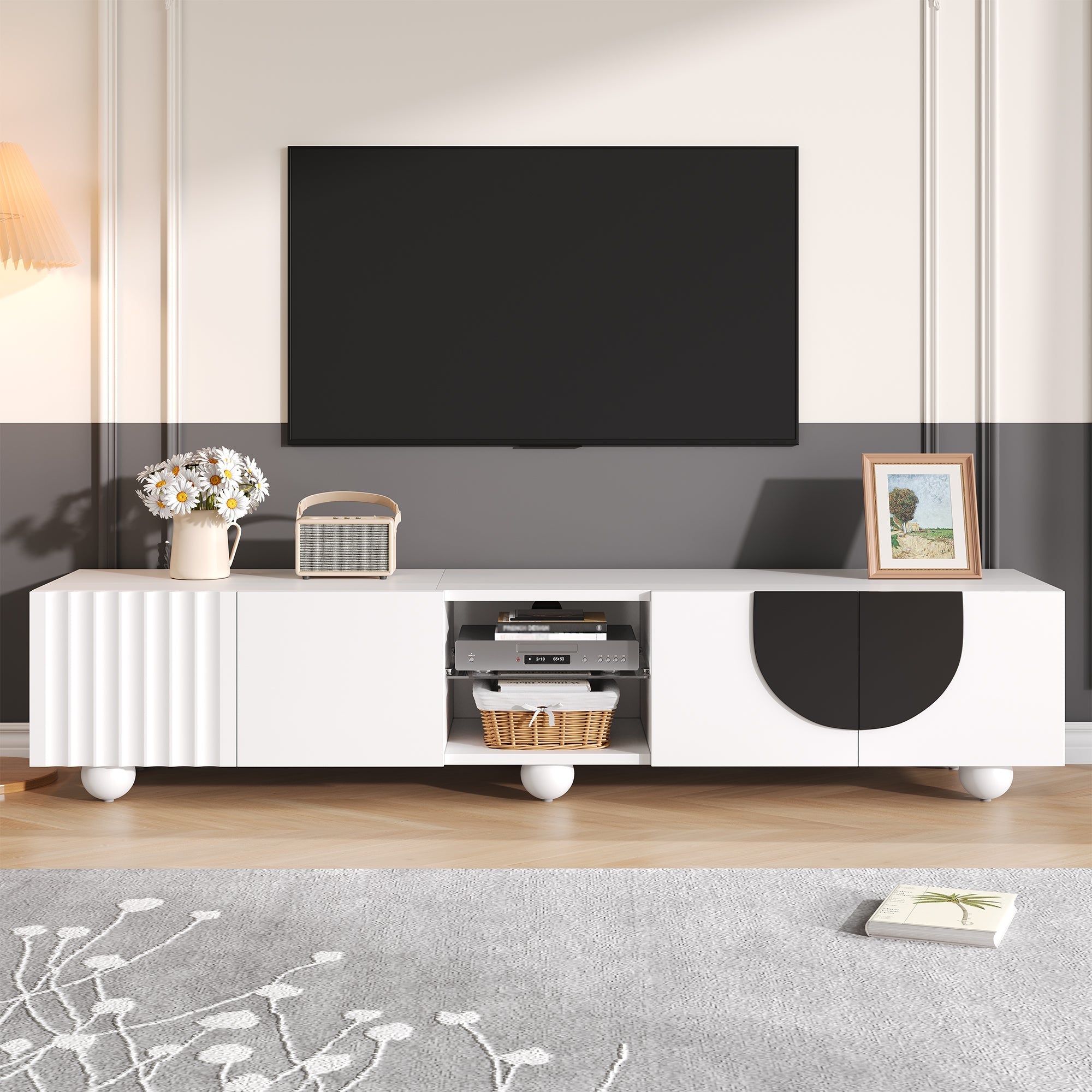 TV Stand 180x40x41.5cm Low Unique Design Modern