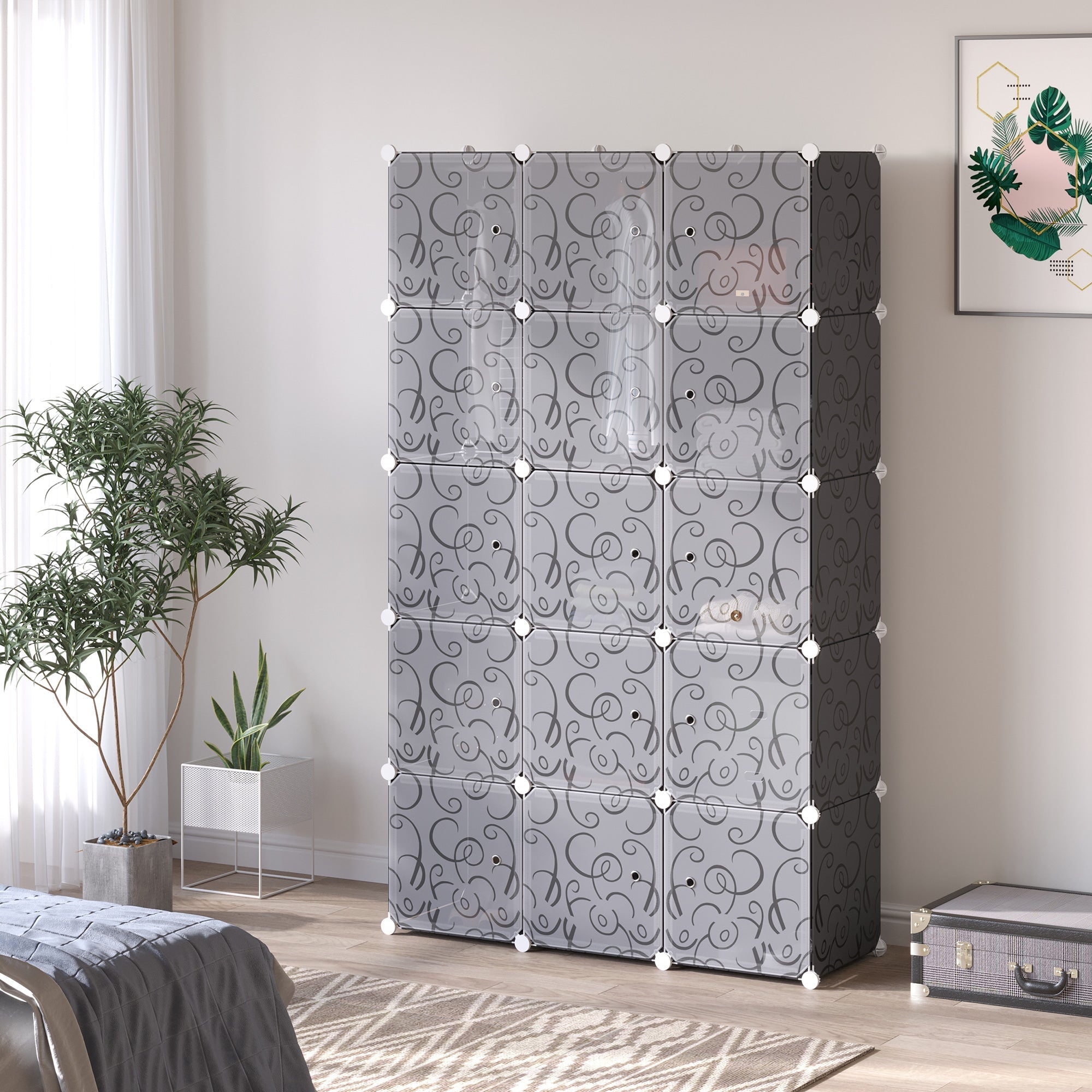 DIY Kleiderschrank-Regalsystem, 2 große & 9 kleine Würfel, Schwarz