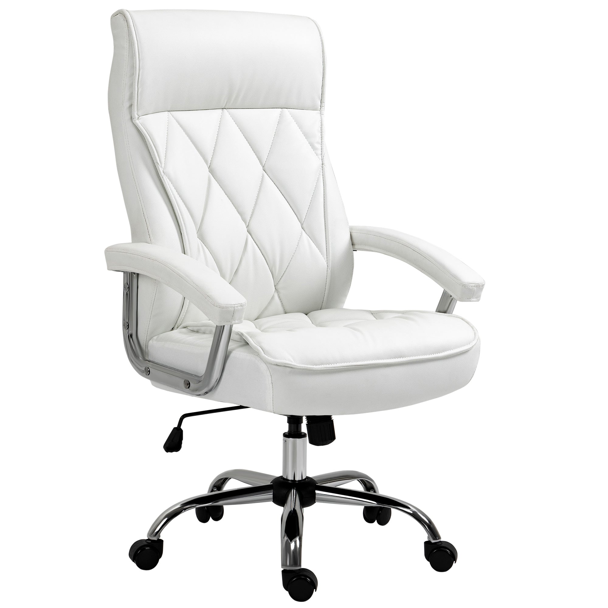 Vinsetto Office Chair, Ergonomic Swivel Rocker, Faux Leather White