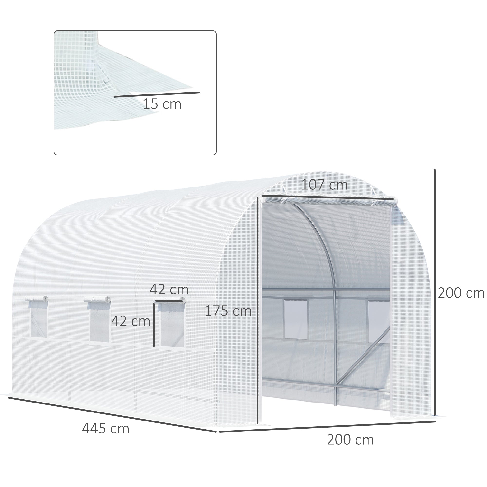 Greenhouse 450x200x200cm Robust Plant House UV-resistant Foil