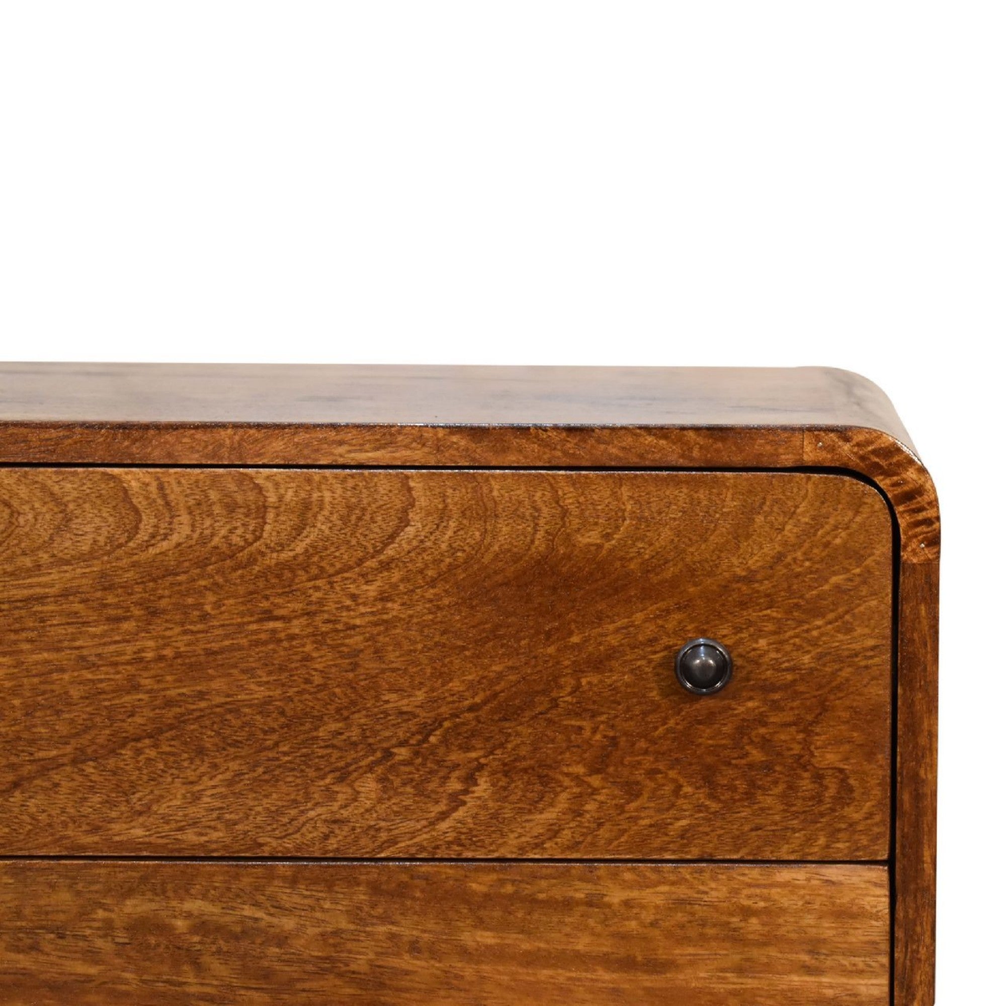 Chest, Mini Curved 3 Drawer Solid Wood Dark Brown