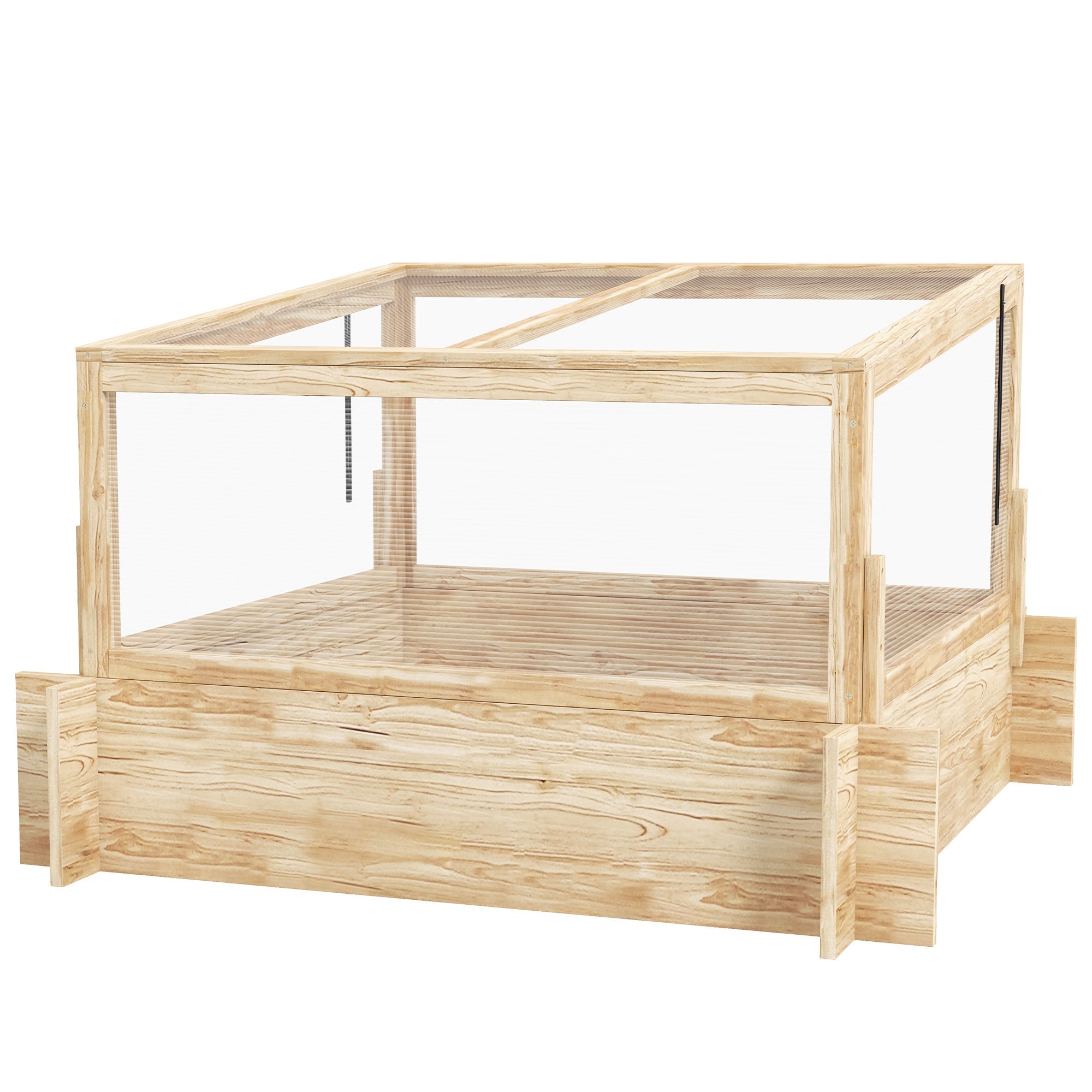 2-In-1 Greenhouse Planter Box, Duo Design Wooden, Natural