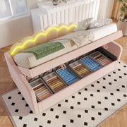 Single pink bed with storage