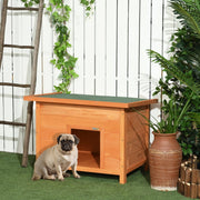 Hundehütte für draußen, aufklappbares Teerdach, erhöhter Boden, Holz, Gelb