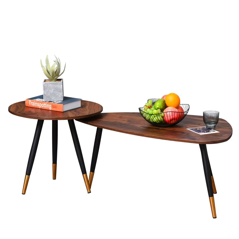 Set of Two Coffee Tables Scandinavian-Style Walnut