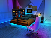Gaming Bed: Adjustable Holder, LED Lights, Underbed Storage - Black Metal