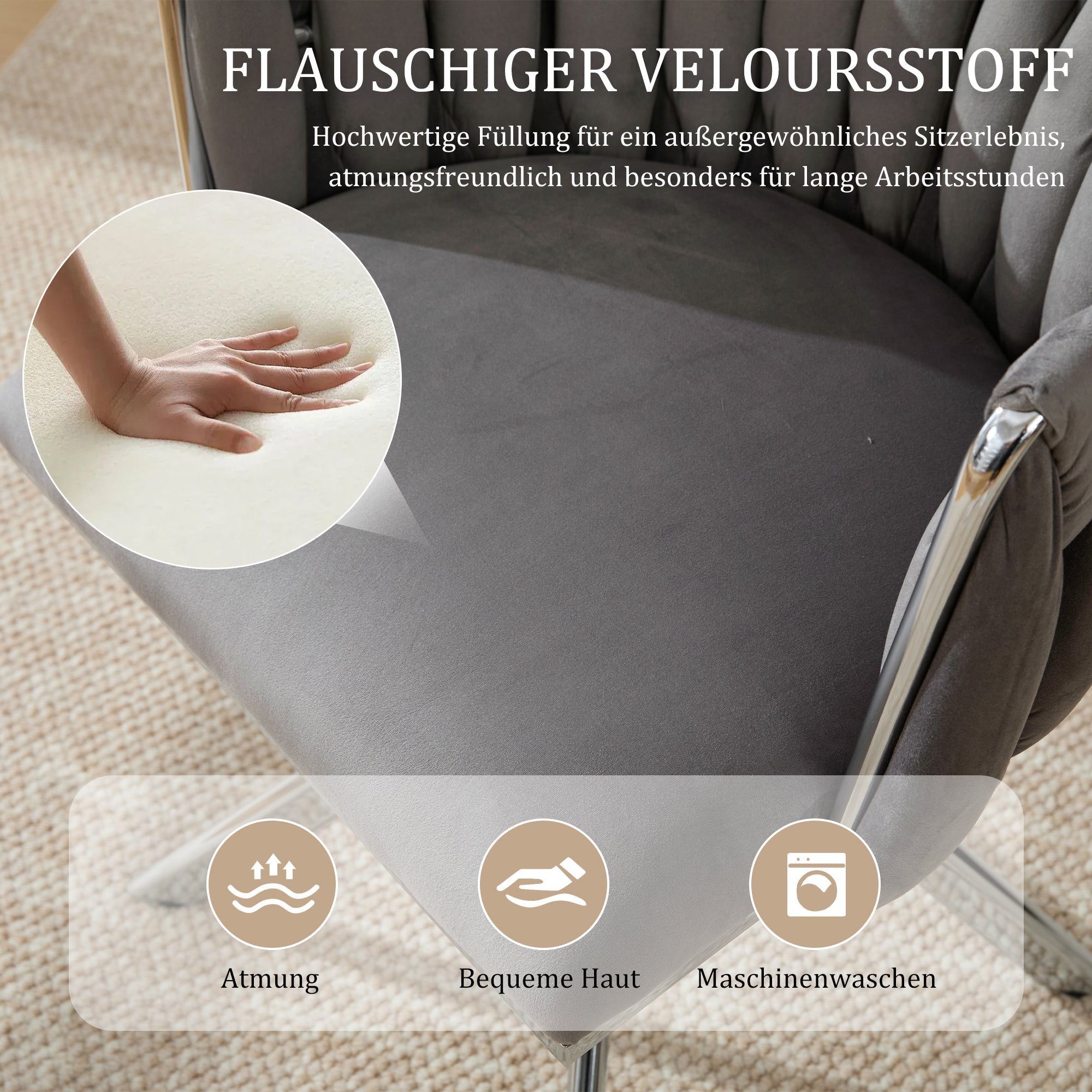 Armchair Set of 2 180° Swivel Ergonomic - Velour
