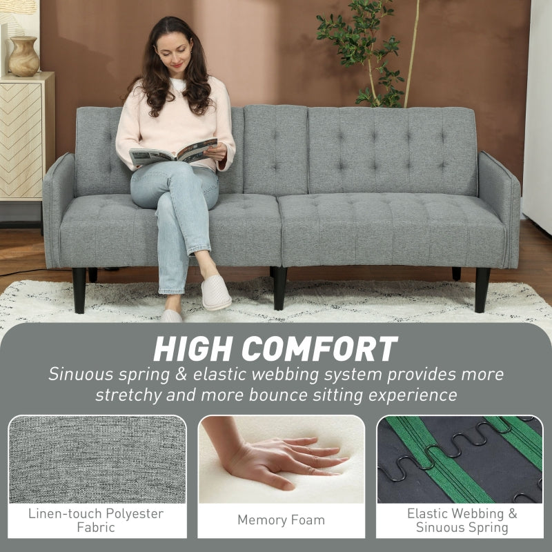 Three-Seater Sofa Bed with Cupholders Light Grey
