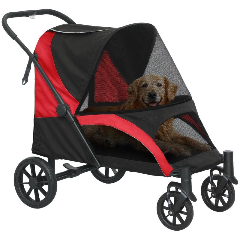 PawHut Pet Stroller for Large Dogs, Easy Folding, 4 Wheels, Black
