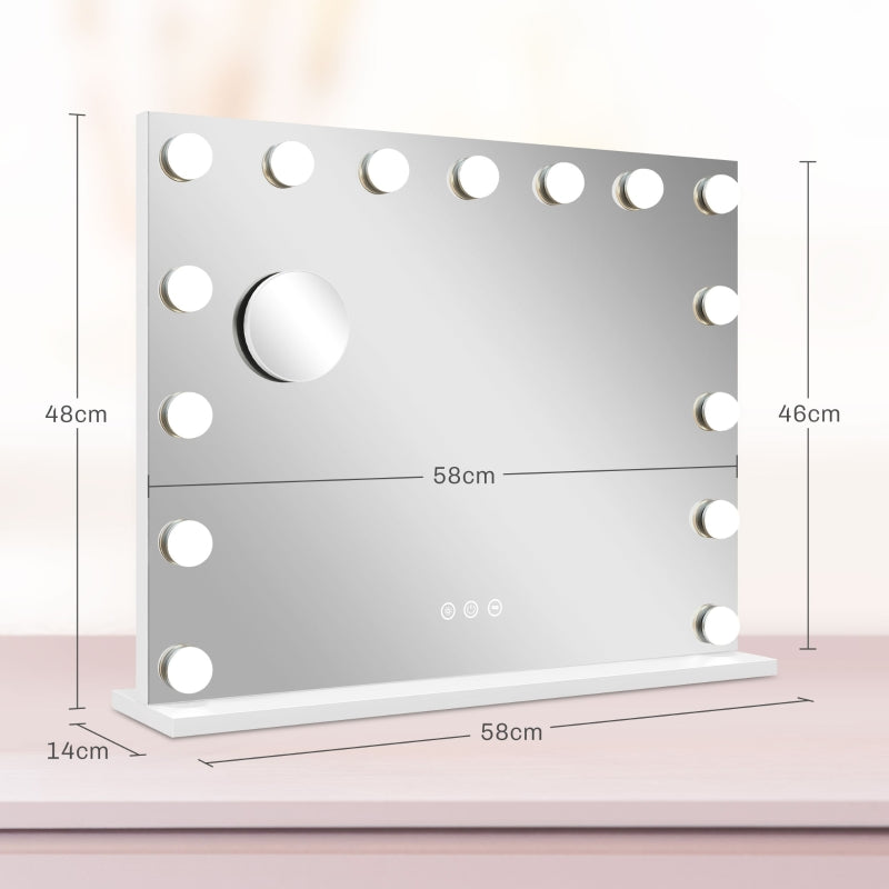 LED Kosmetikspiegel, 3 Lichtmodi, dimmbar, USB, Weiß
