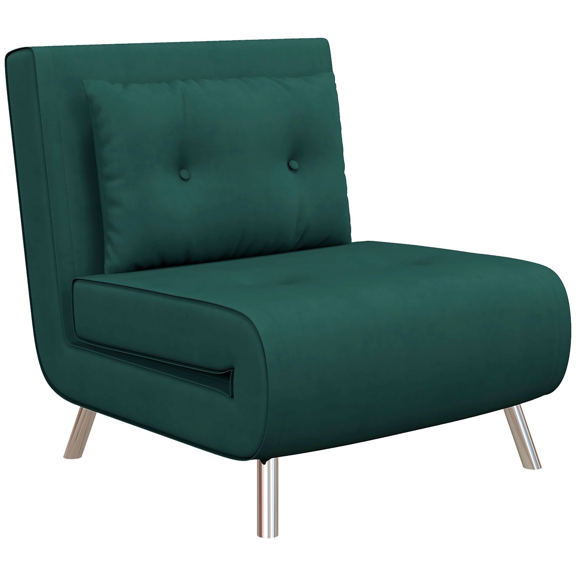 Sleeper Chair Folding Single Sofa Bed, Upholstered Velvet Look, Dark Green