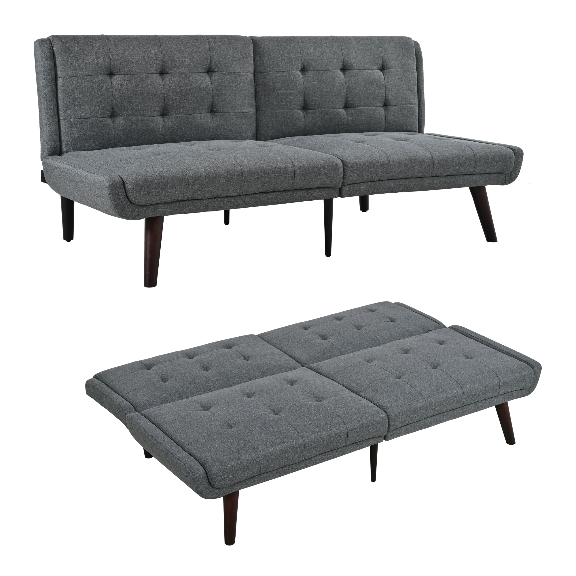 Foldable Futon Sofa Bed 146cm 5-Position Adjustable Backrest - Grey