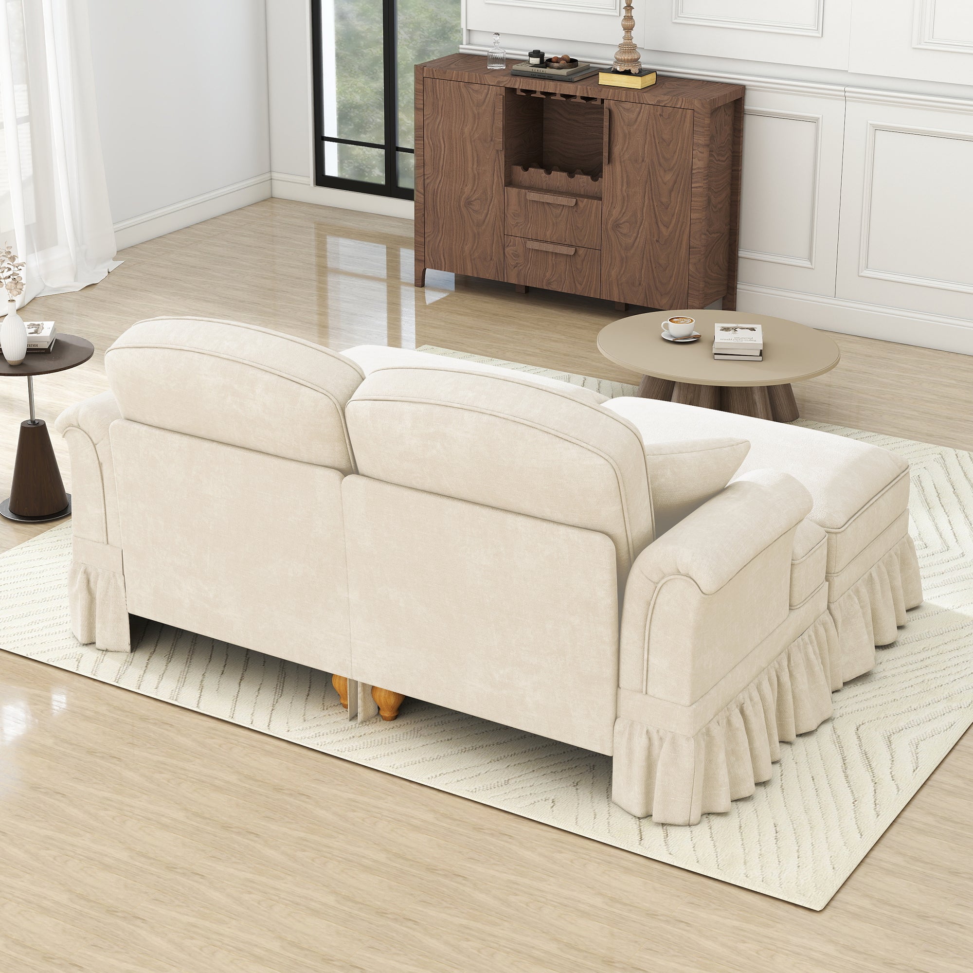 Classic Modular Sofa 2-Seater Ottoman - White Chenille