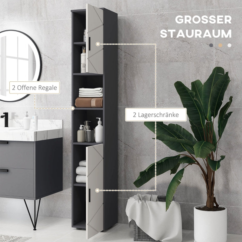 Kleankin Slim Bathroom Cabinet, Tall with Adjustable Shelf, Gray