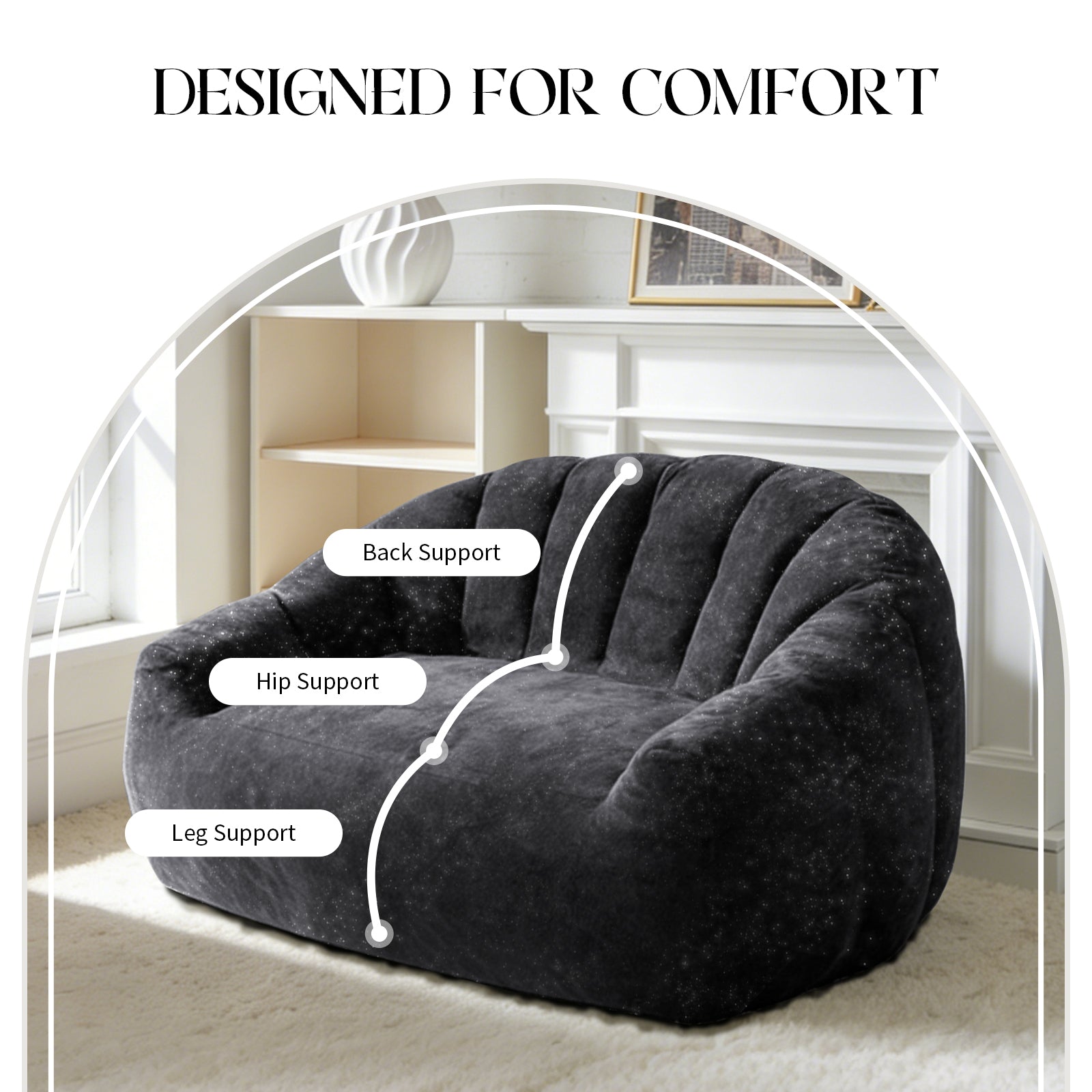 Sofa Sculptural Curved Wave Backrest
