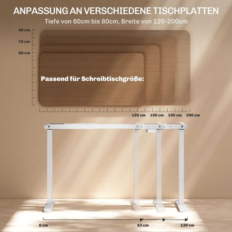 Desk Frame Electric, Adjustable with 2 Motors, 3 Memory, White
