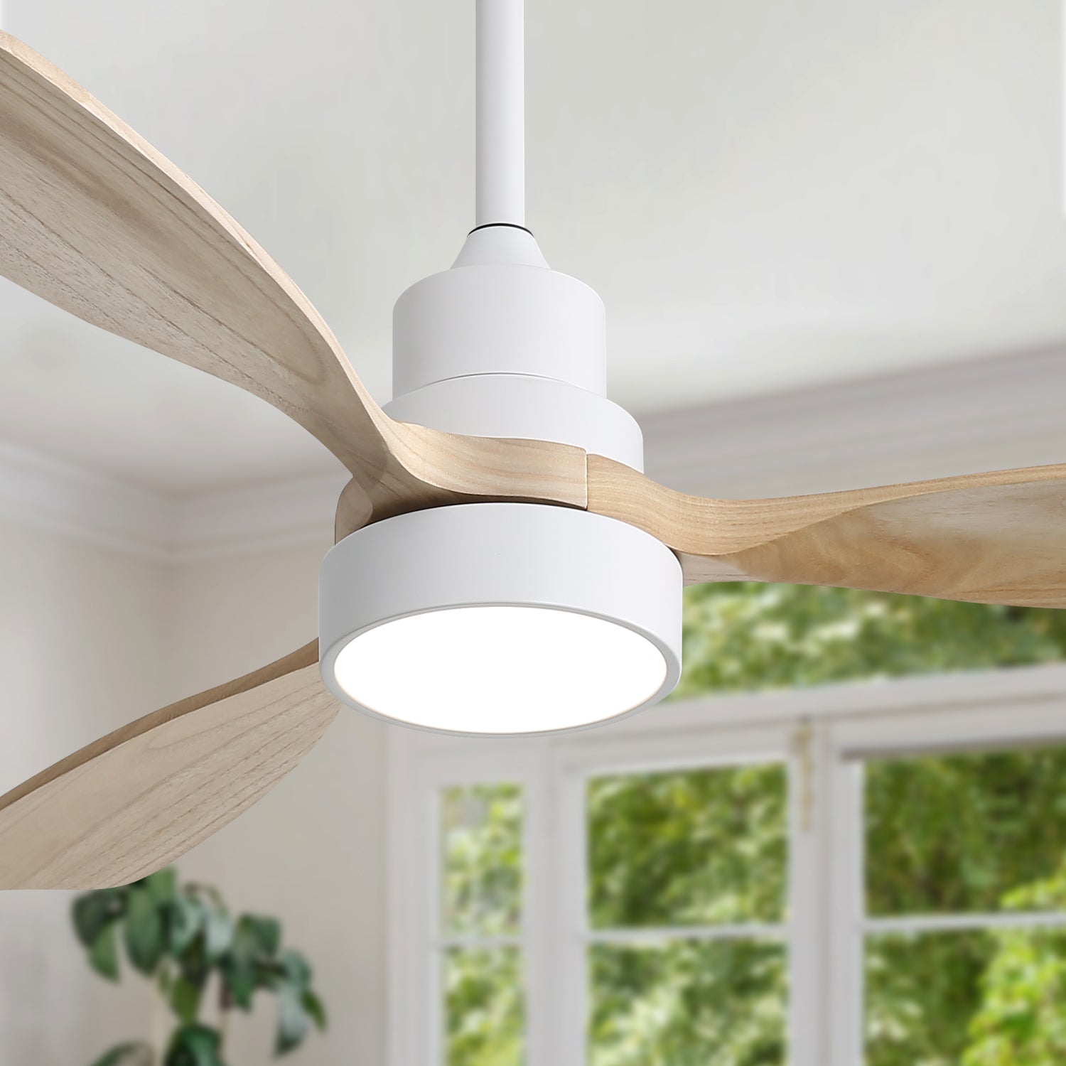 Ceiling Fan with Light 48 Inch LED Dimmable 3 Color Reversible Timer
