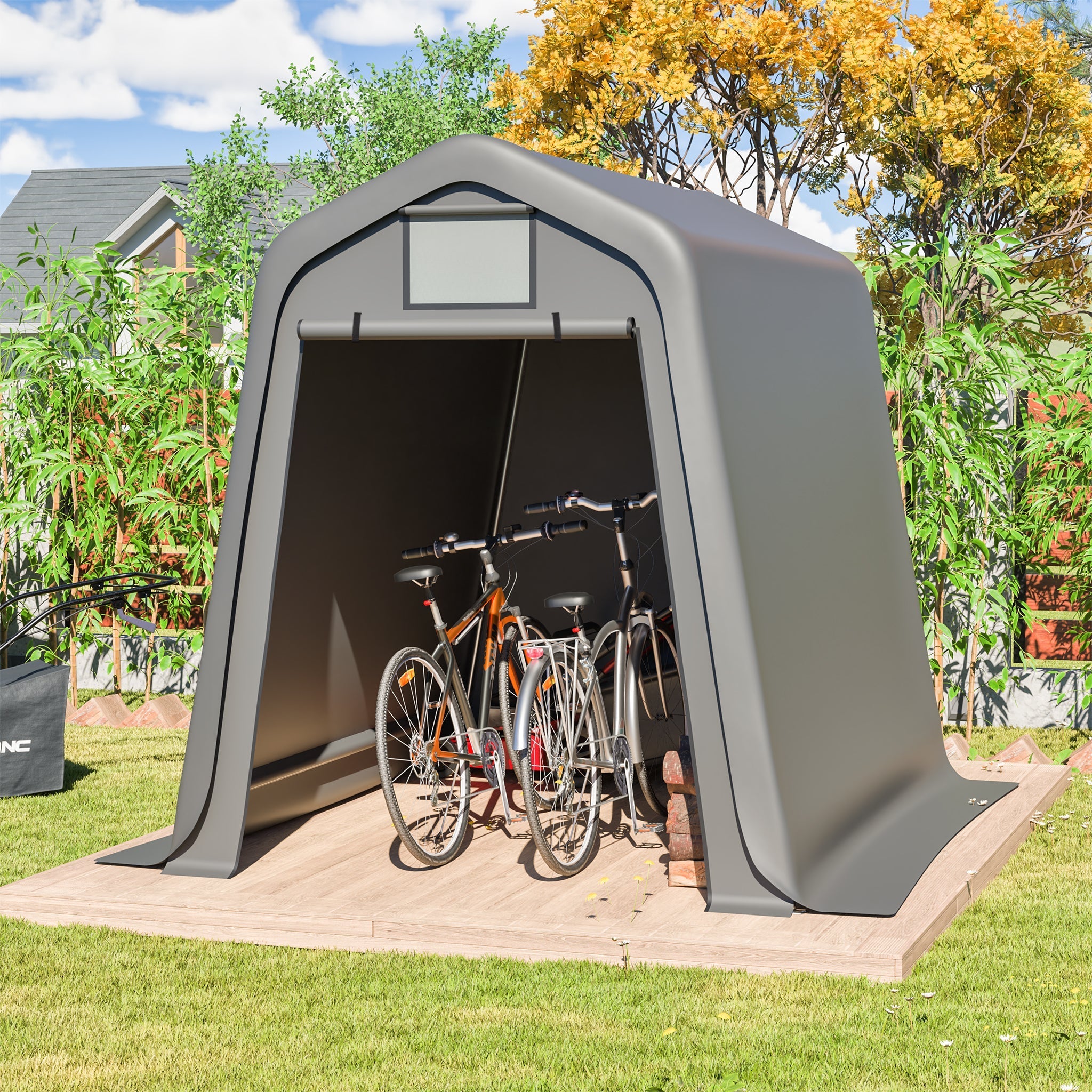 Storage Shed 245x183x217cm Waterproof PE Roll Blinds - Grey
