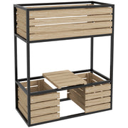 Wooden Raised Bed, 2-Tier Flower Box with Shelf 83x39x100 cm, Light Brown