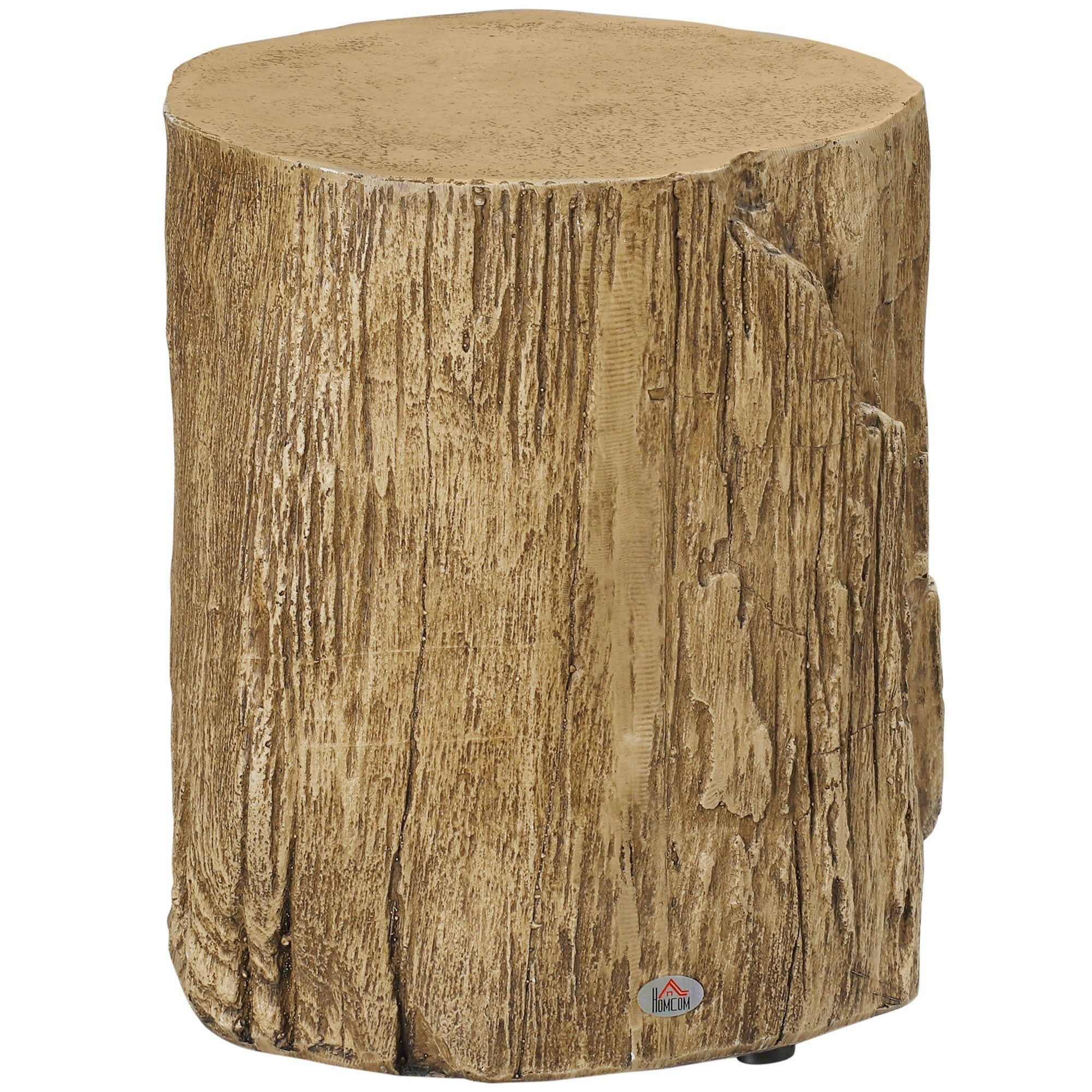 Side Table Tree Stump Look Adjustable Feet Waterproof, 37x37x43 cm