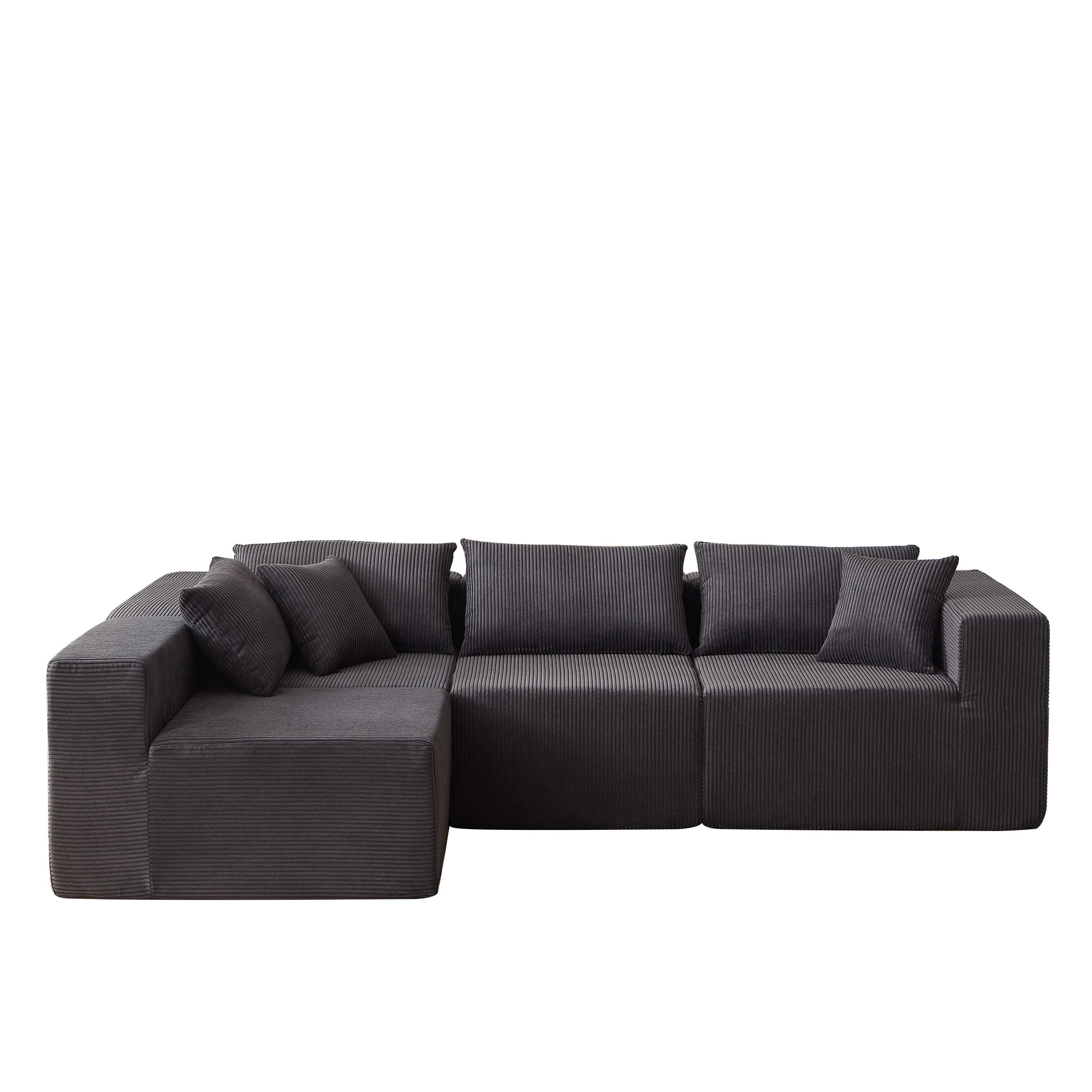 Modular L-Shaped Sectional Sofa 104-Inch 4-Piece Foam-Filled - Corduroy