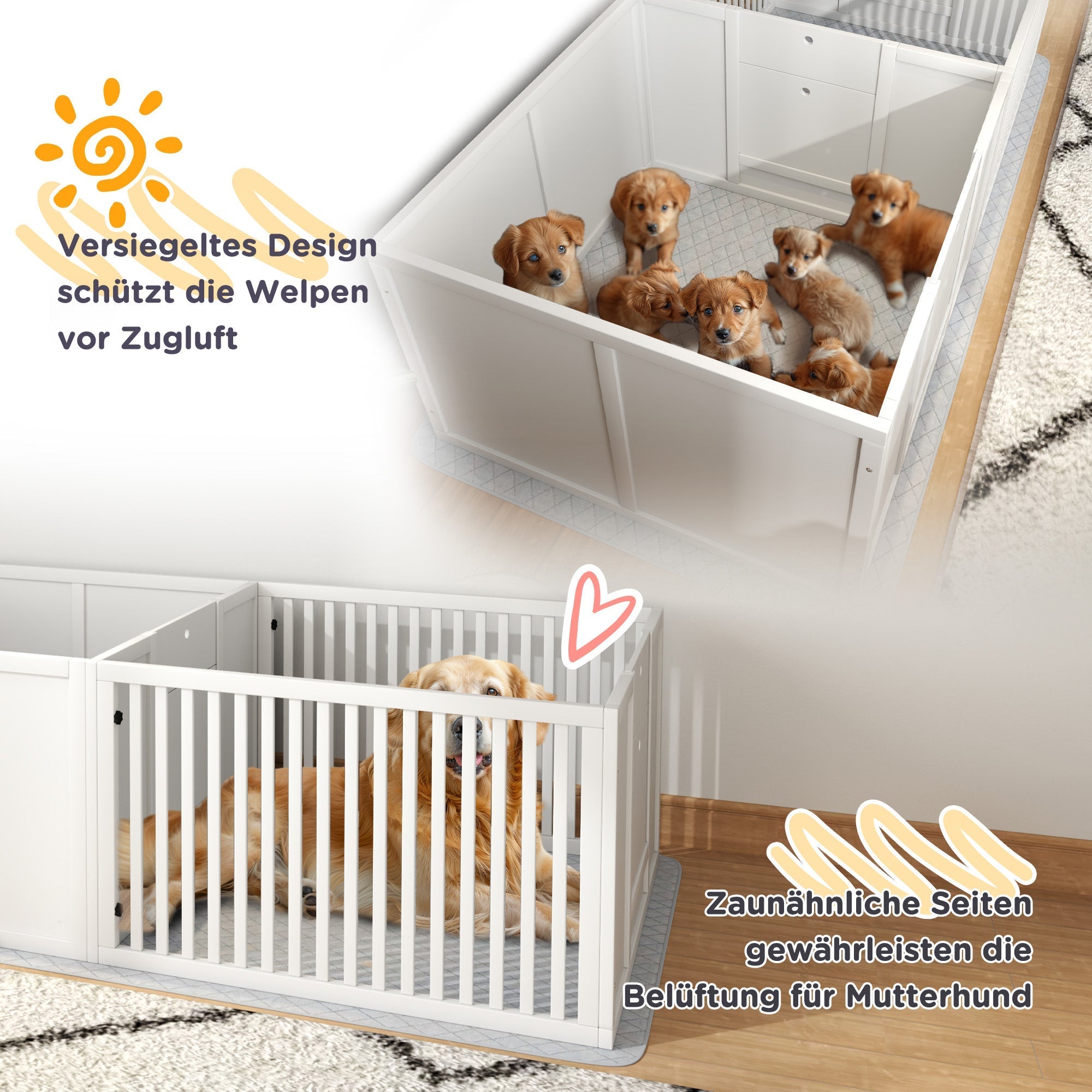 Puppy Whelping Box, Adjustable Door, Waterproof, Plastic
