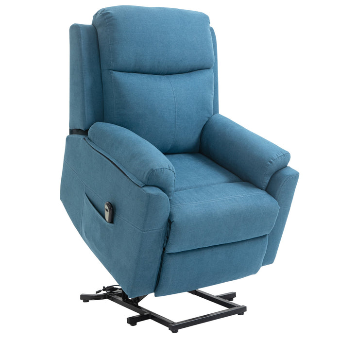 Electric Recliner/TV Chair, Lift Assistance Reclining Sleeping Function, Linen Look Blue